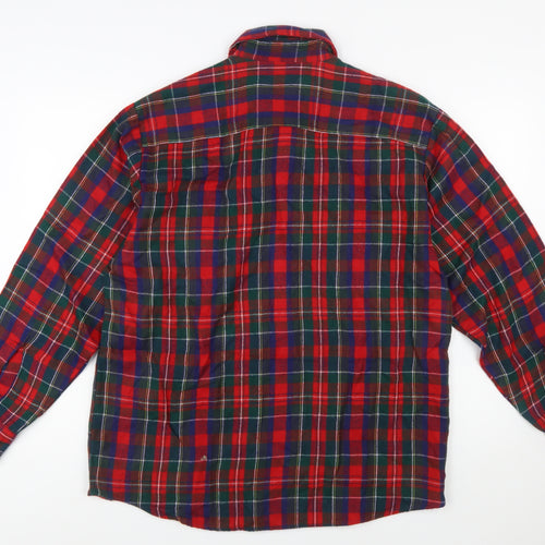 Eleven Sixty Six Men's Red Check Flannel Button-Up Shirt Size L