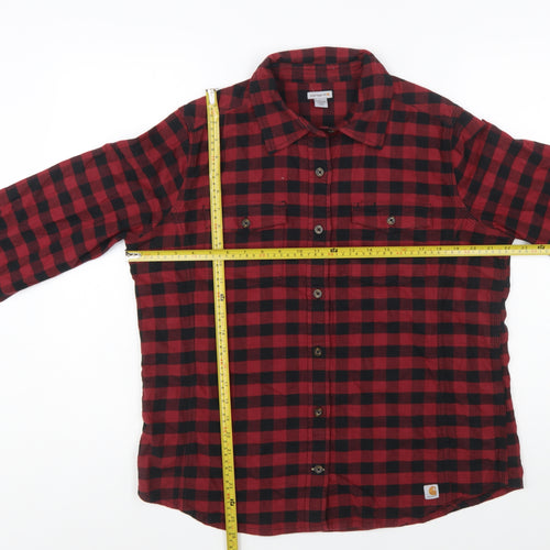 Carhartt Women's Red Checked Flannel Button-Up Shirt L