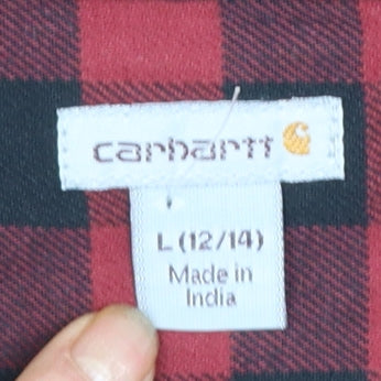 Carhartt Women's Red Checked Flannel Button-Up Shirt L