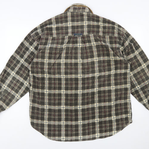 Point Zero Men's Brown Check Flannel Cotton Button-Up Shirt L