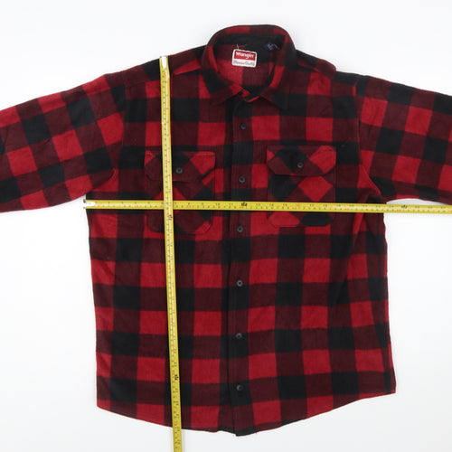 Wrangler Men's Red Black Check Flannel Button-Up Shirt L