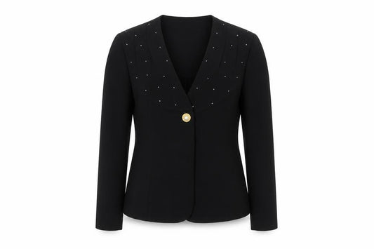 Front view of Liz Claiborne Women’s Black, size UK 12, Shawl Collar Tuxedo Blazer