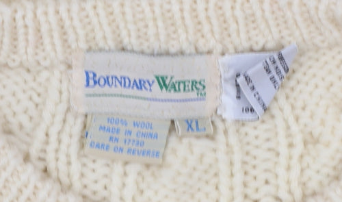 Boundary Waters Men's Ivory Wool Cable-Knit Argyle Jumper XL