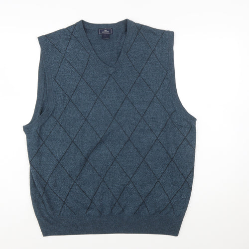 Dockers Men's Blue Argyle V-Neck Sleeveless Knit Vest XL