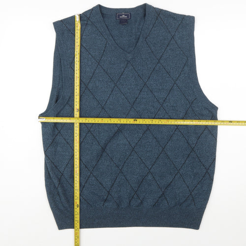 Dockers Men's Blue Argyle V-Neck Sleeveless Knit Vest XL