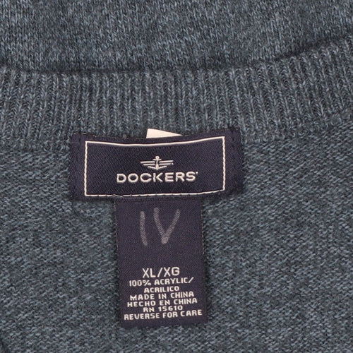 Dockers Men's Blue Argyle V-Neck Sleeveless Knit Vest XL
