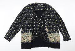 Nouveau Monde Womens Black Bohemian Wrap Blouse Size L Rayon