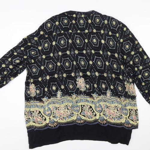 Nouveau Monde Womens Black Bohemian Wrap Blouse Size L Rayon