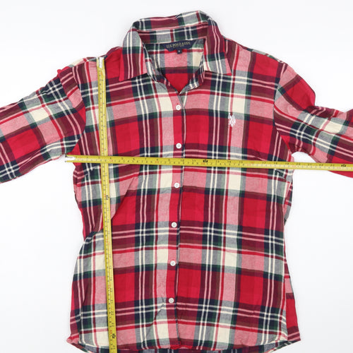 U.S. Polo Assn. Womens Red Plaid Cotton Long Sleeve Button-Up Shirt XL