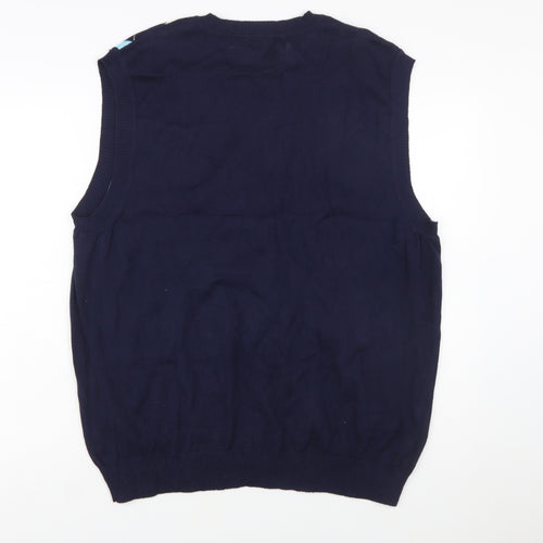 Club Room Men's Blue Argyle Cotton V-Neck Sweater Vest XL