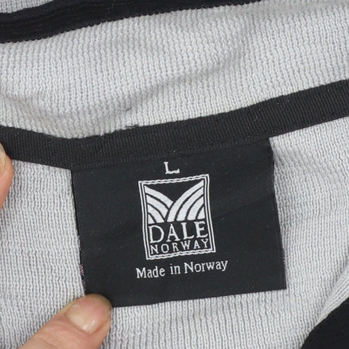 Dale of Norway Women's Grey Black Wool 1/4 Zip Nordic Jumper L