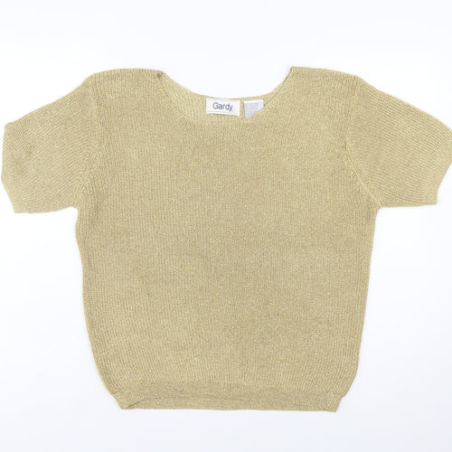 Gardy Womens Gold Short Sleeve Knit Pullover Jumper L