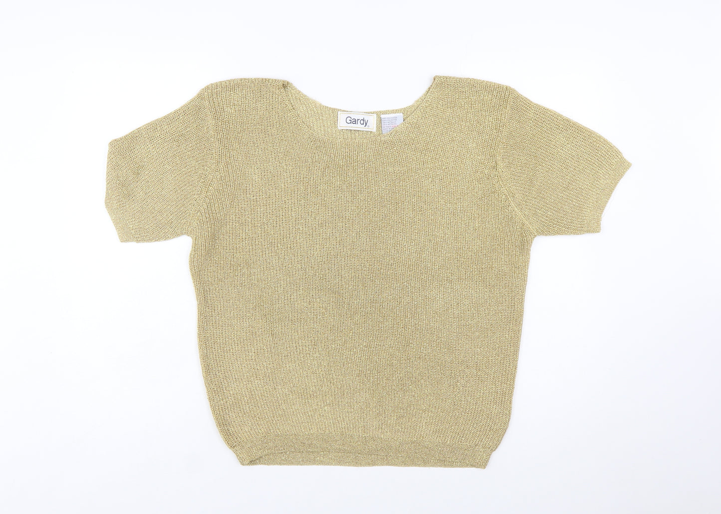 Gardy Womens Gold Short Sleeve Knit Pullover Jumper L