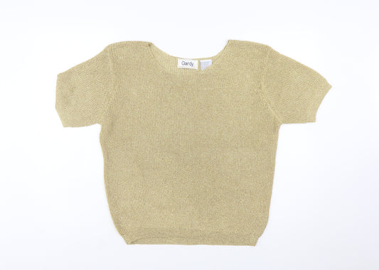 Gardy Womens Gold Short Sleeve Knit Pullover Jumper L