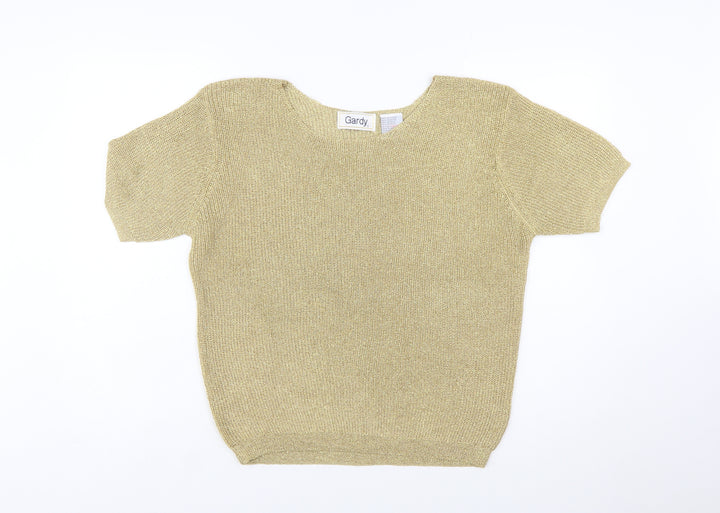 Gardy Womens Gold Short Sleeve Knit Pullover Jumper L