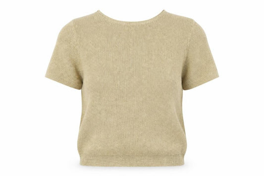 Front view of Gardy women’s gold short sleeve knit jumper l