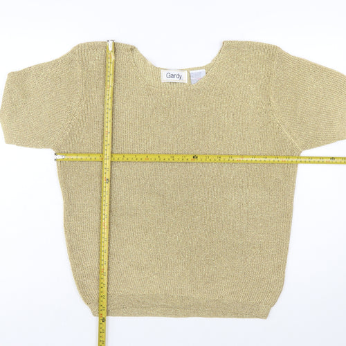 Gardy Womens Gold Short Sleeve Knit Pullover Jumper L
