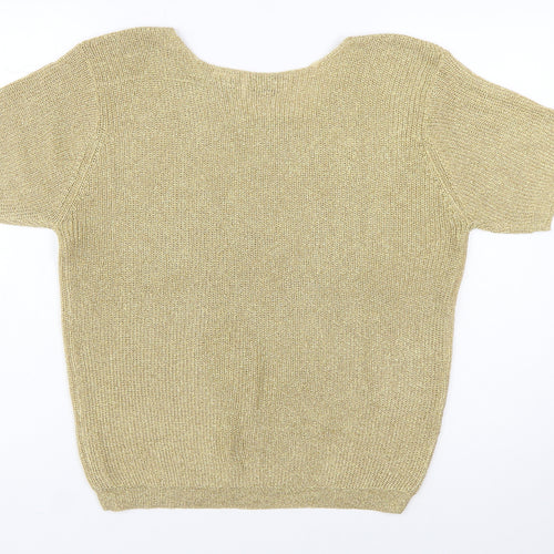 Gardy Womens Gold Short Sleeve Knit Pullover Jumper L