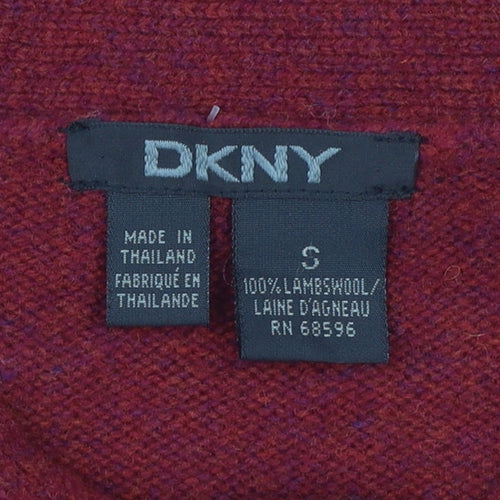DKNY Men's Red Lambswool Geometric Crew Neck Jumper Size S