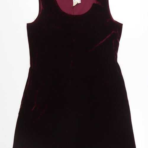 Vision Apparel Women's Red Velvet Sleeveless Shift Dress L