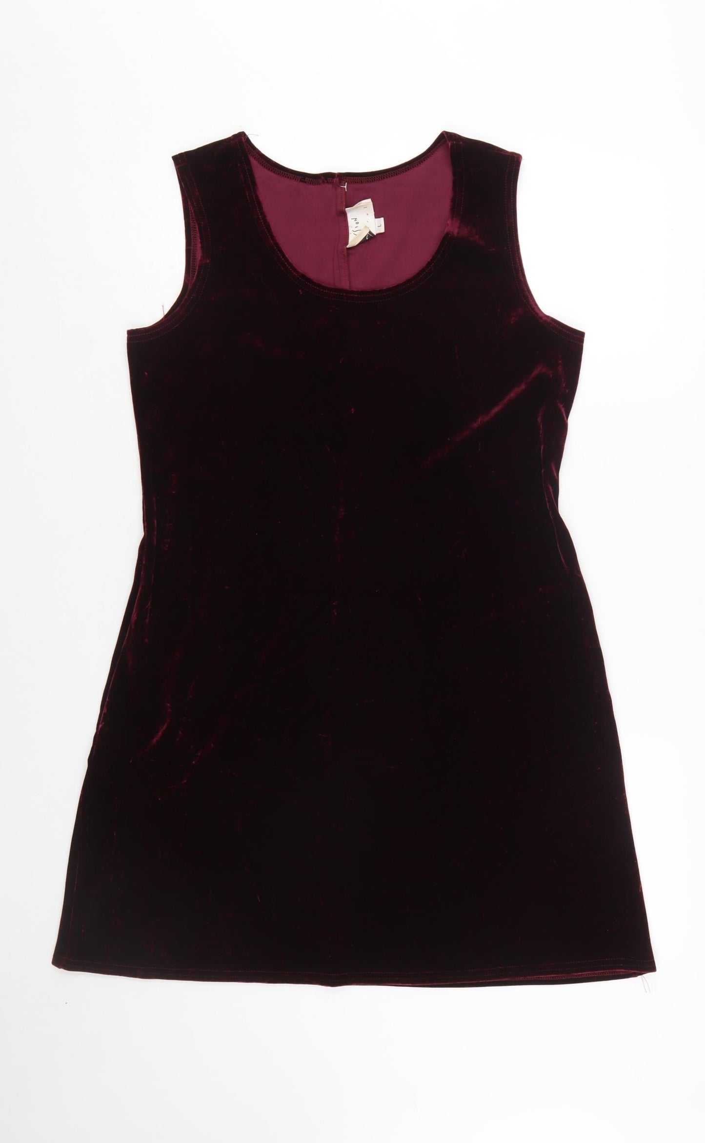 Vision Apparel Women's Red Velvet Sleeveless Shift Dress L