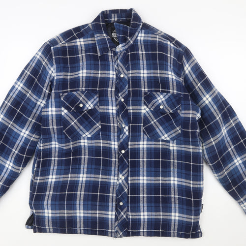 Forcefield Men Blue Check Flannel Shirt Jacket M Lined Workwear
