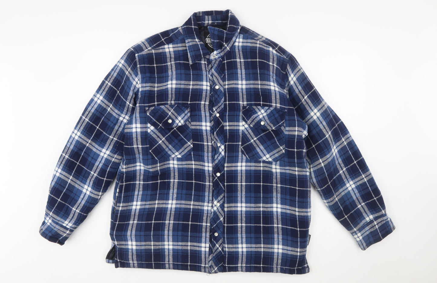 Forcefield Men Blue Check Flannel Shirt Jacket M Lined Workwear