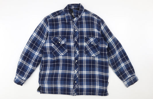 Forcefield Men Blue Check Flannel Shirt Jacket M Lined Workwear