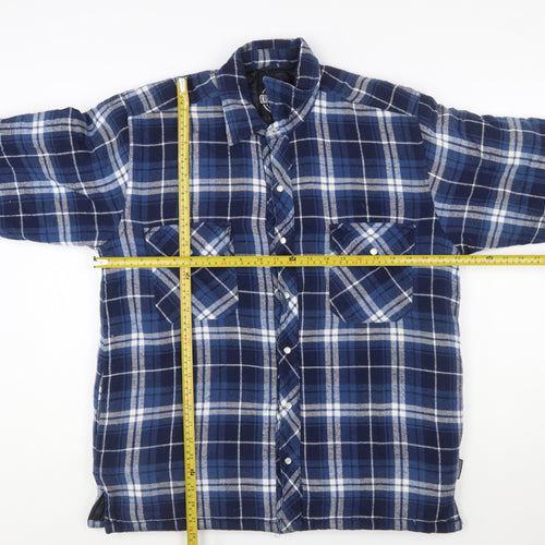 Forcefield Men Blue Check Flannel Shirt Jacket M Lined Workwear
