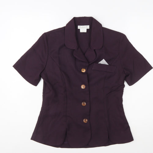 Pride & Joy Women Purple Short Sleeve Crepe Suit Jacket Size 8