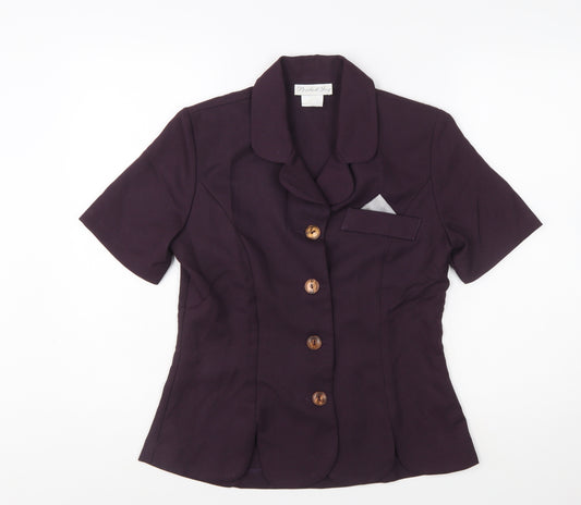 Pride & Joy Women Purple Short Sleeve Crepe Suit Jacket Size 8