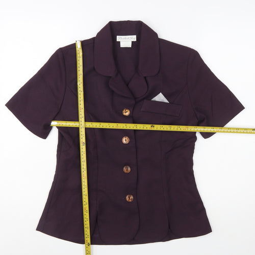 Pride & Joy Women Purple Short Sleeve Crepe Suit Jacket Size 8
