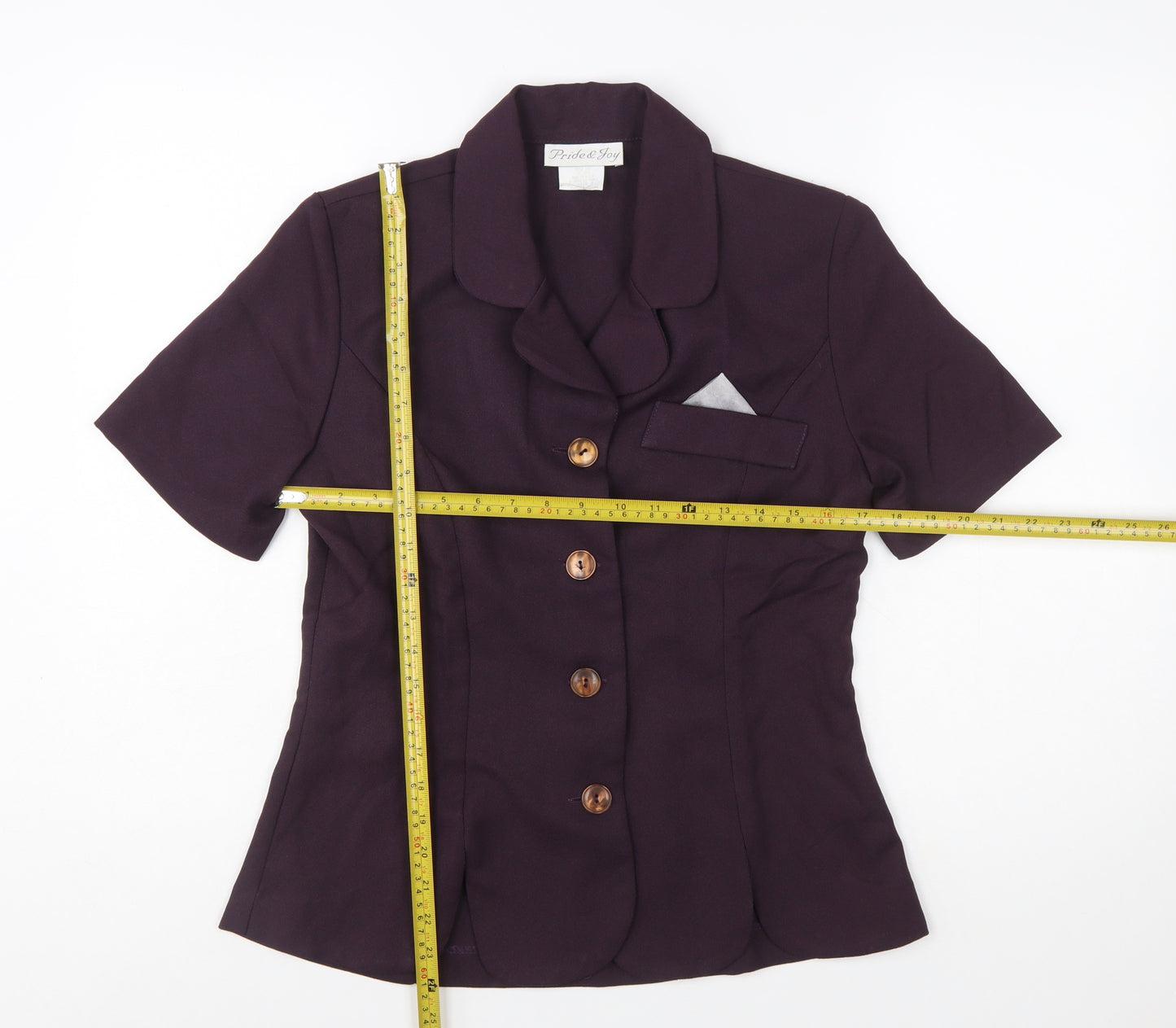 Pride & Joy Women Purple Short Sleeve Crepe Suit Jacket Size 8