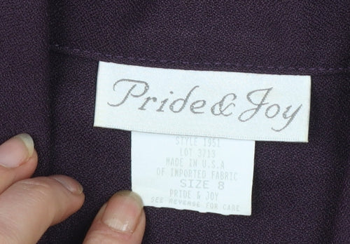 Pride & Joy Women Purple Short Sleeve Crepe Suit Jacket Size 8