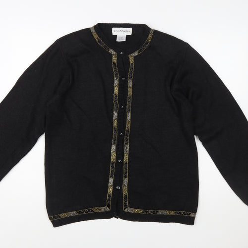 Norton McNaughton Women Black Beaded Cardigan L Vintage Style