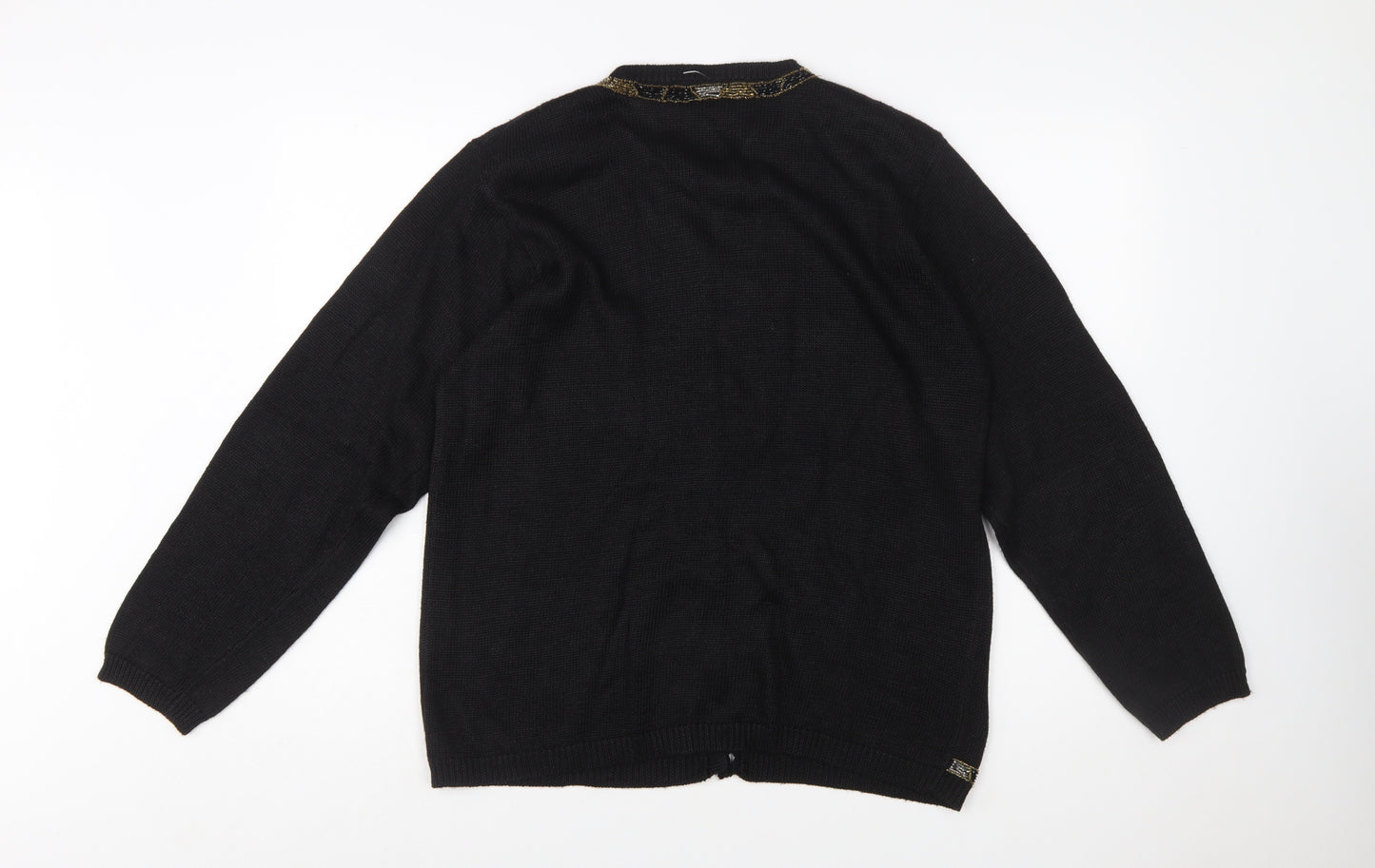 Norton McNaughton Women Black Beaded Cardigan L Vintage Style