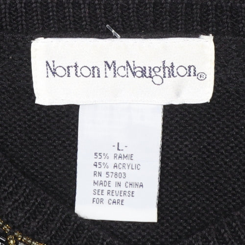 Norton McNaughton Women Black Beaded Cardigan L Vintage Style