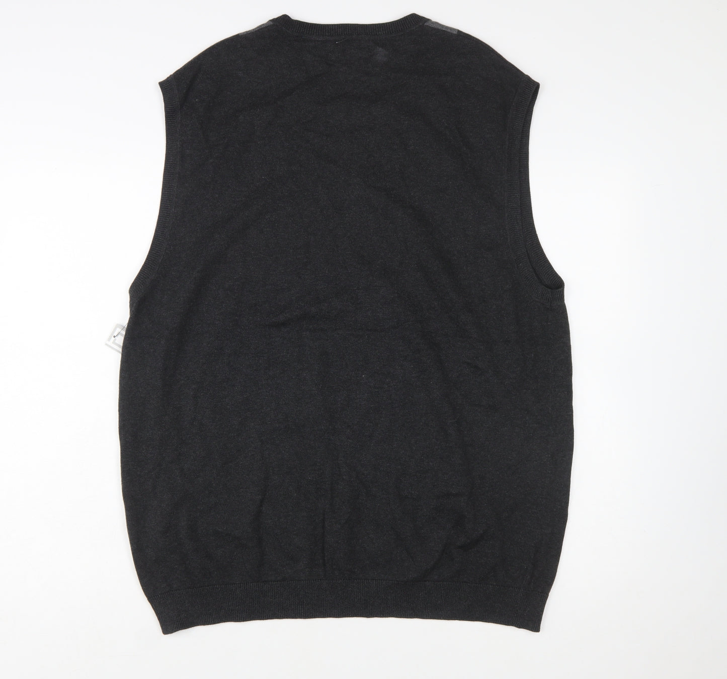 Claiborne Men's Grey Argyle Knit Cotton Sleeveless V-Neck Vest XL