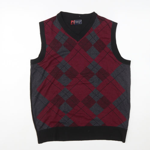 Cambridge Classics Men's Multicoloured Argyle V-Neck Vest XL