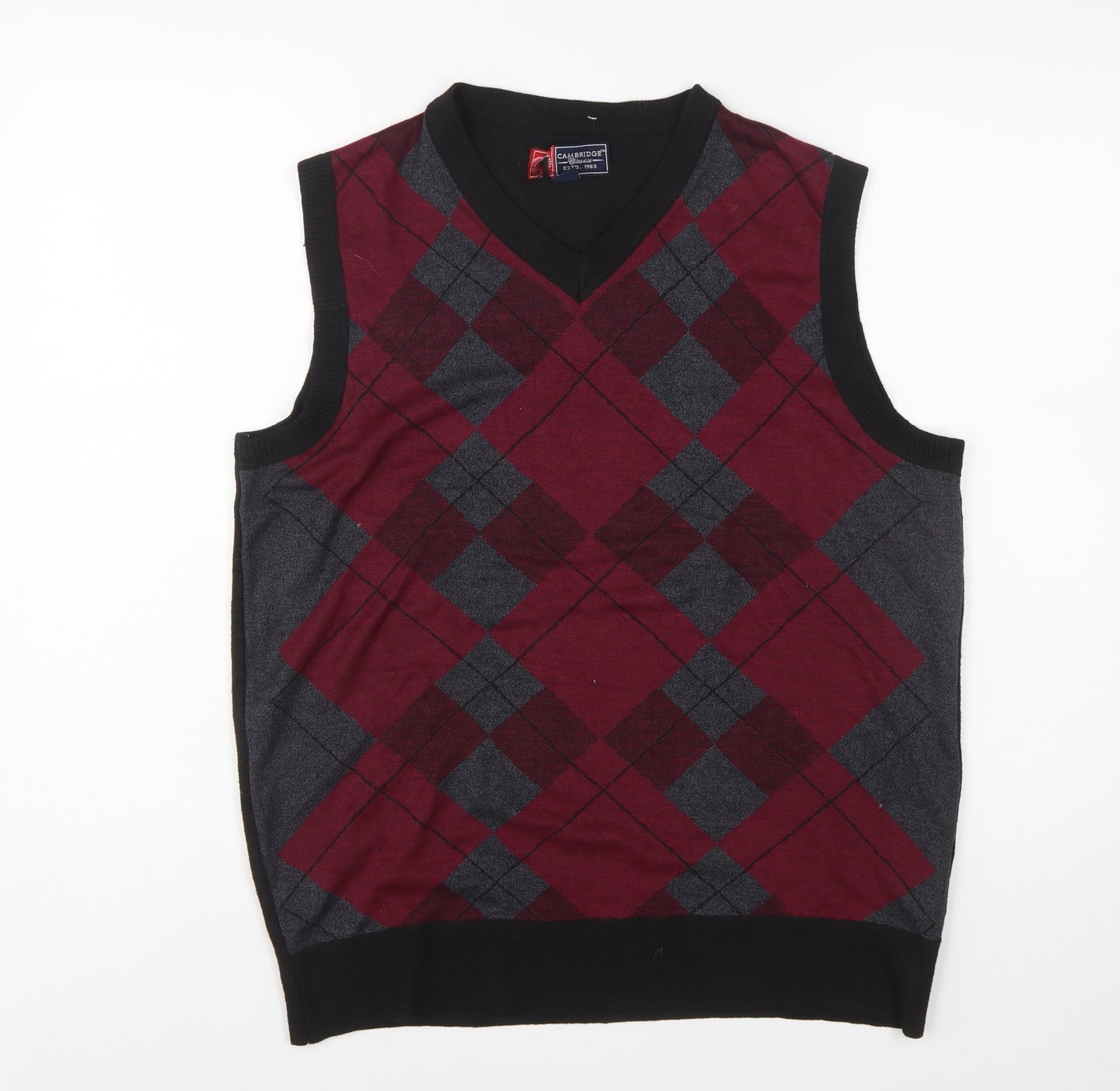 Cambridge Classics Men's Multicoloured Argyle V-Neck Vest XL
