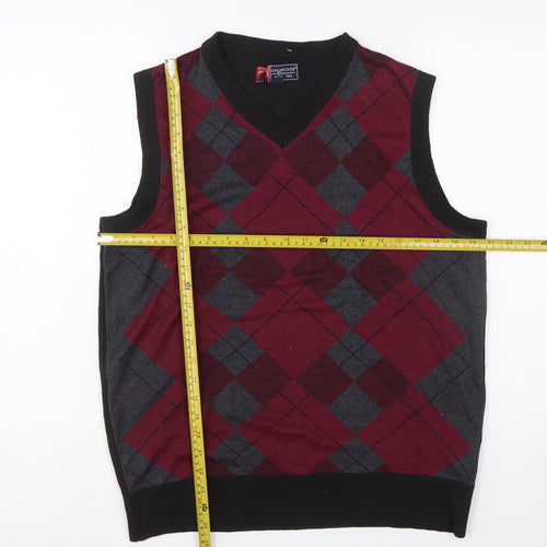 Cambridge Classics Men's Multicoloured Argyle V-Neck Vest XL