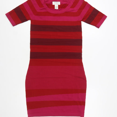 M.S.S.P. Women’s Red Striped Bodycon Knit Dress Size S