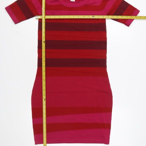 M.S.S.P. Women’s Red Striped Bodycon Knit Dress Size S