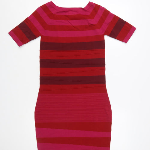 M.S.S.P. Women’s Red Striped Bodycon Knit Dress Size S