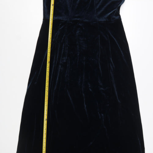 Bendigo Impressions Women's Blue Velvet A-Line Midi Dress M