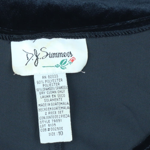 D.J. Summers Women’s Black Velvet Bodycon Sleeveless Dress Size 10
