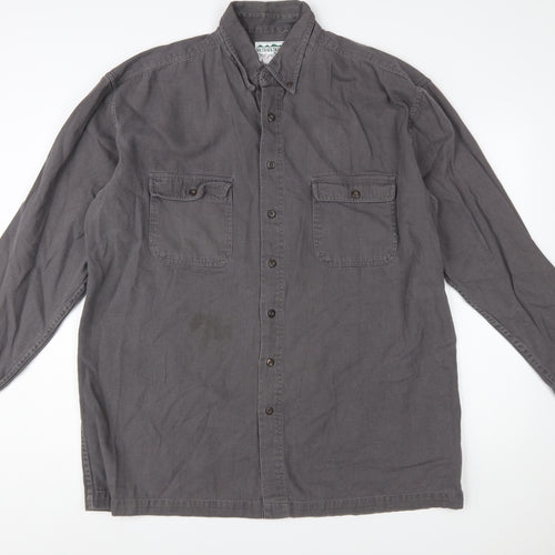 Outback Trail by Fox Fire Mens Grey XL Button-Up Cotton Shirt