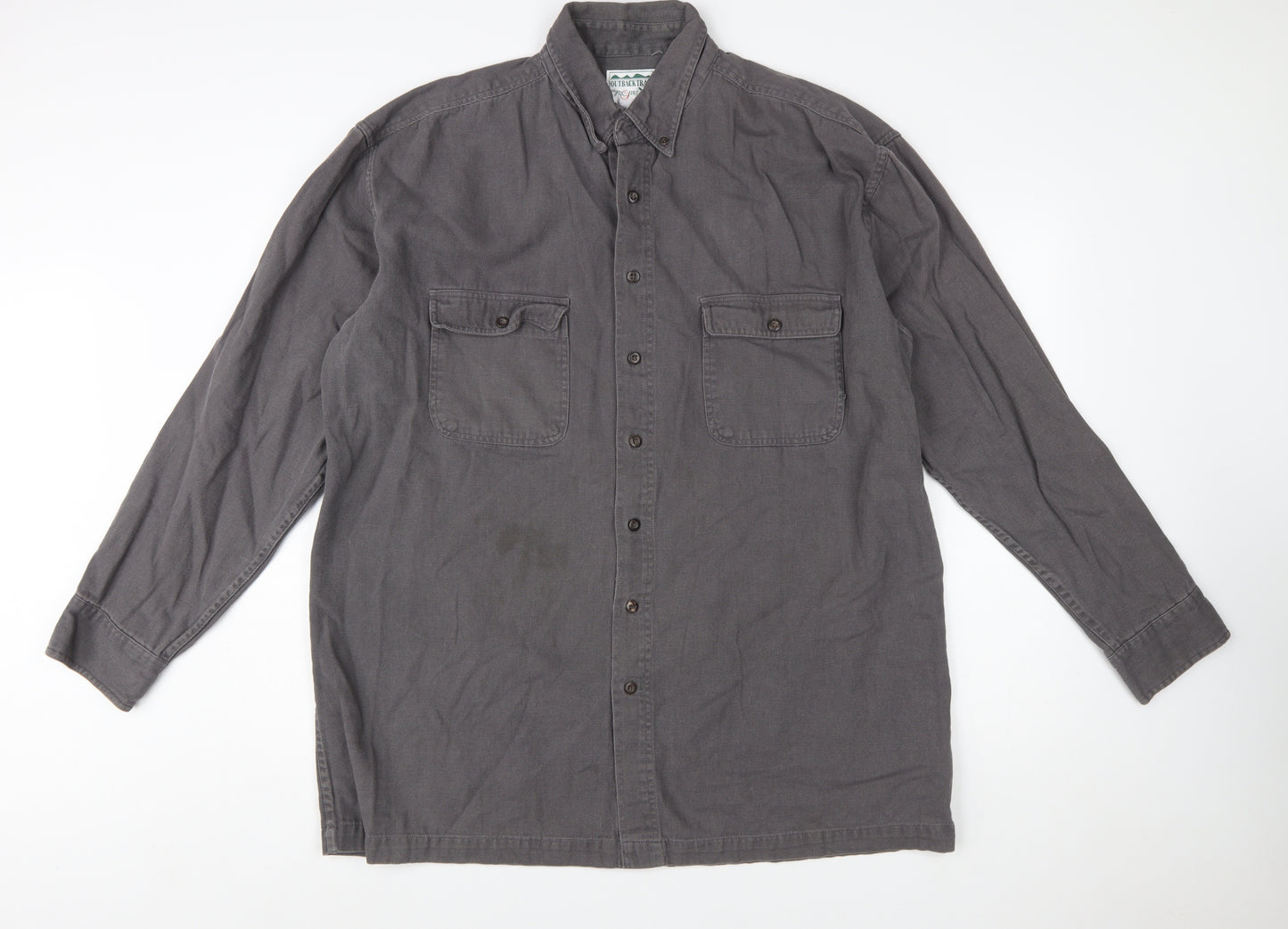 Outback Trail by Fox Fire Mens Grey XL Button-Up Cotton Shirt