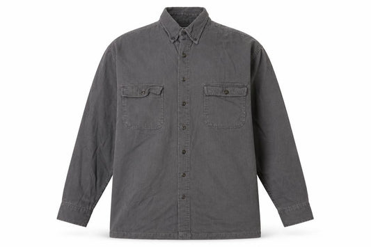 Front view of Outback Trail by Fox Fire men’s grey xl button-up cotton shirt