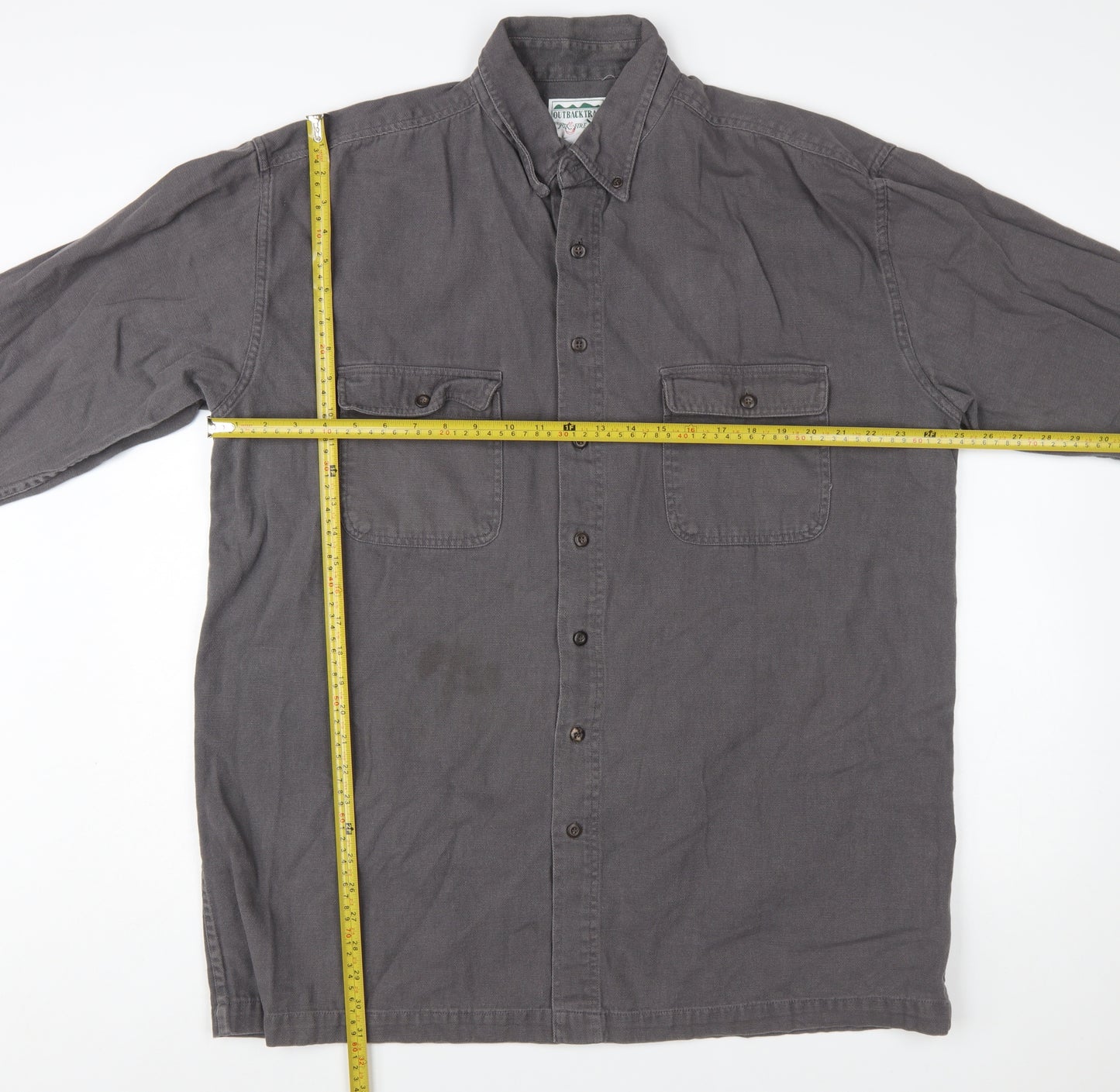 Outback Trail by Fox Fire Mens Grey XL Button-Up Cotton Shirt